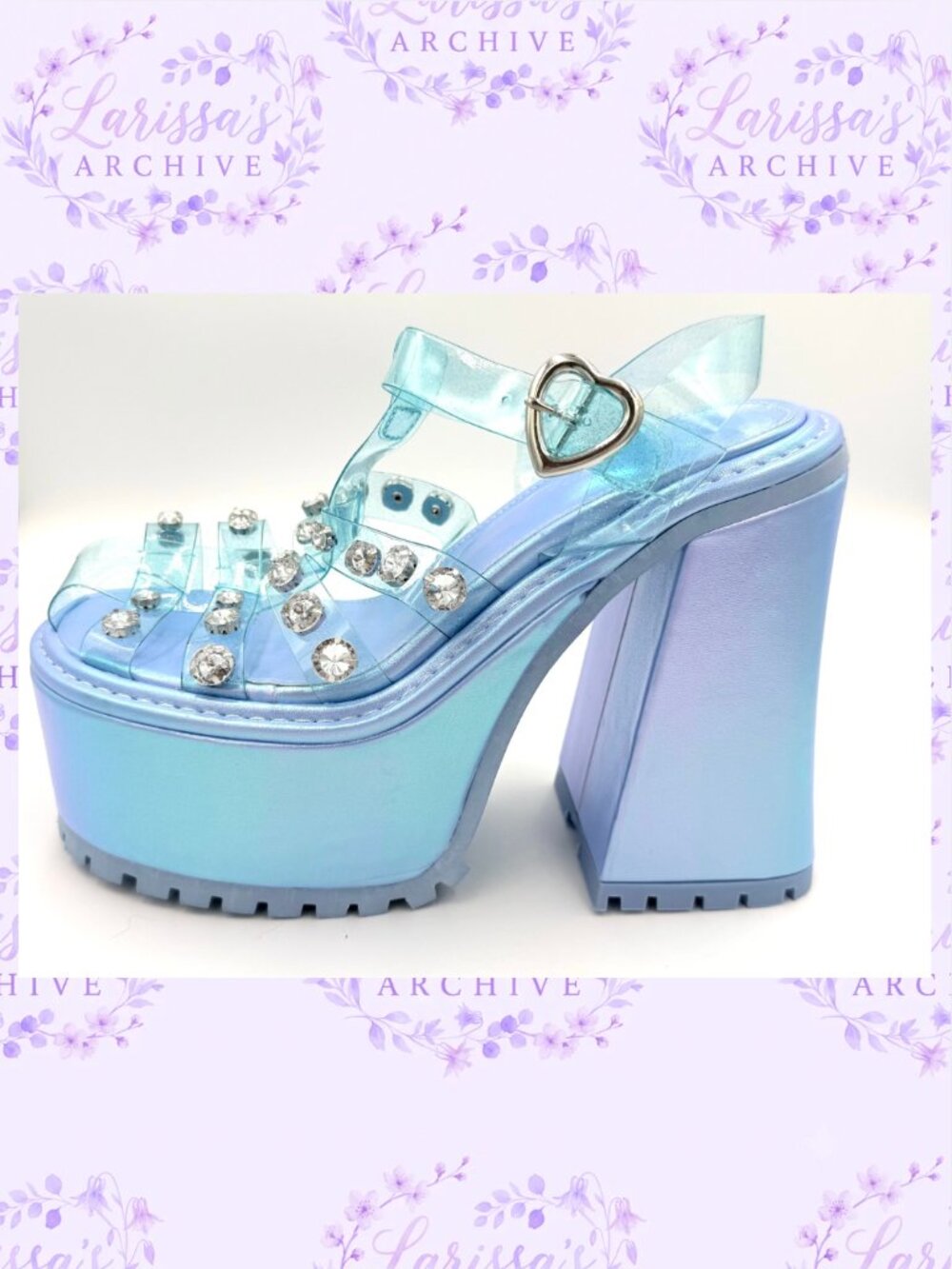 Sugar Thrillz by Dolls Kill | Self-Love Club Holographic Platform Heels | Size 7 - Picture 1 of 15